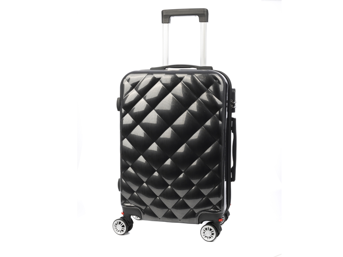 Maleta de cabina con ruedas, fabricada en material ABS/PC ligero y de alta resistencia. Bloqueo numérico y 4 ruedas dobles extraíbles con rotación de 360°.