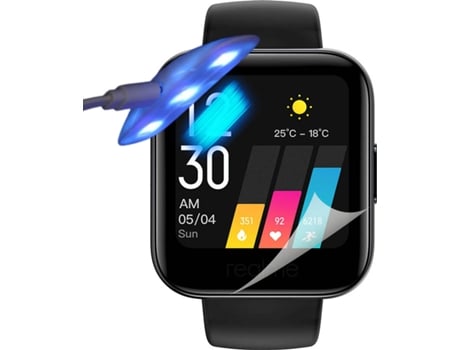 Kit de 4 Protectores de Pantalla Hidrogel para Realme Watch Flexshield con Lámpara UV