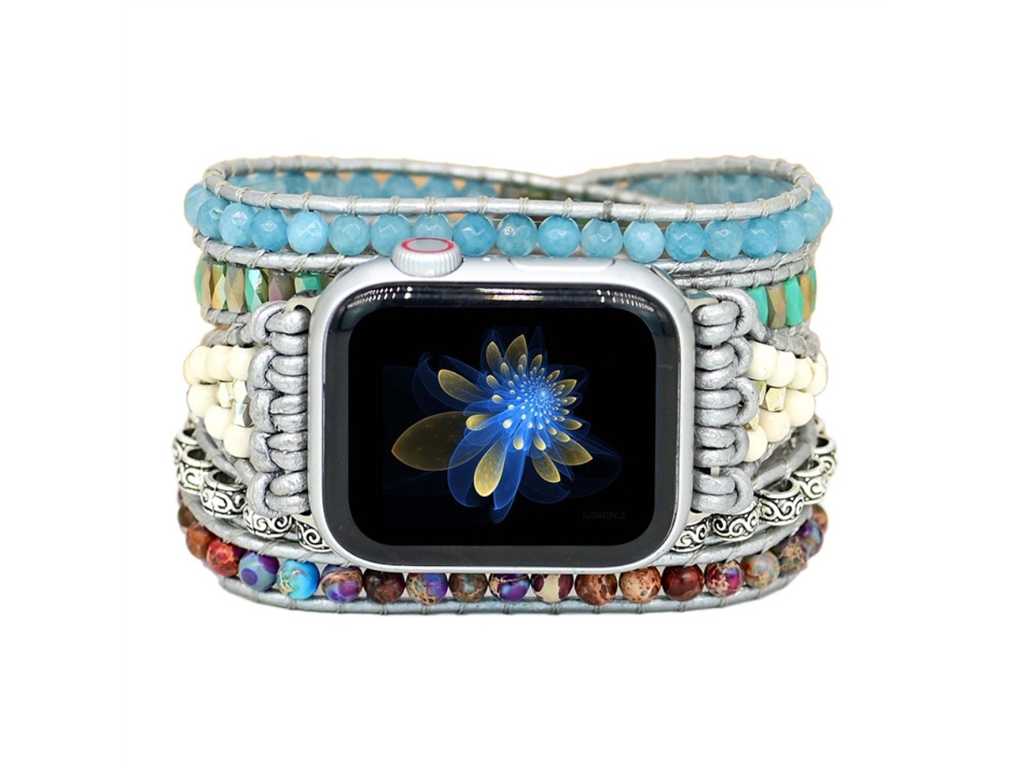 Pulsera De Reloj Boho Con Cuentas Y Trenzada Compatible Con Iwatch