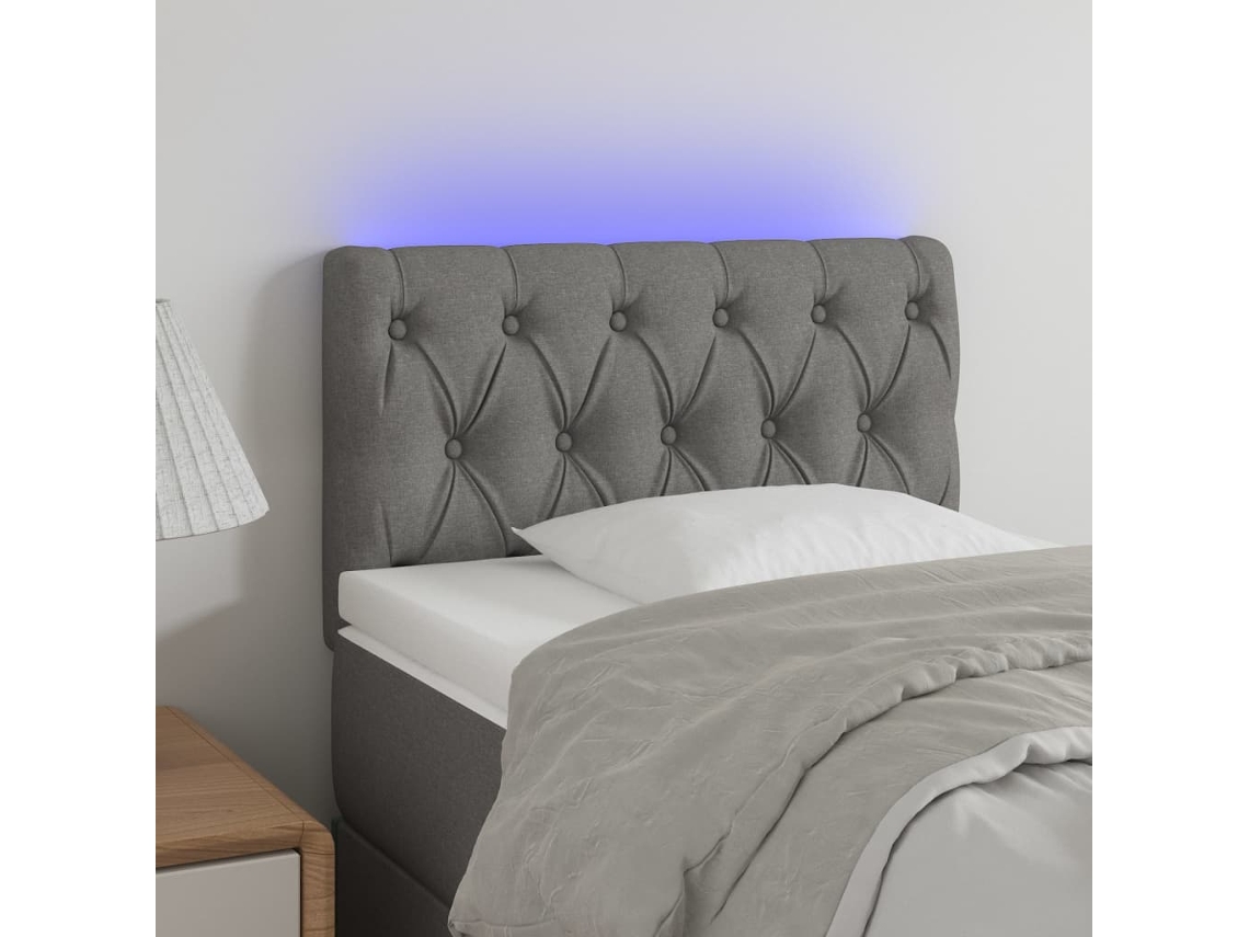 Cabecero Con Led De Tela Gris Claro 80x7x78/88 Cm