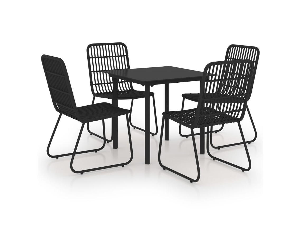 Conjunto 5 de comedor para jardín VIDAXL ratán sintético y vidrio