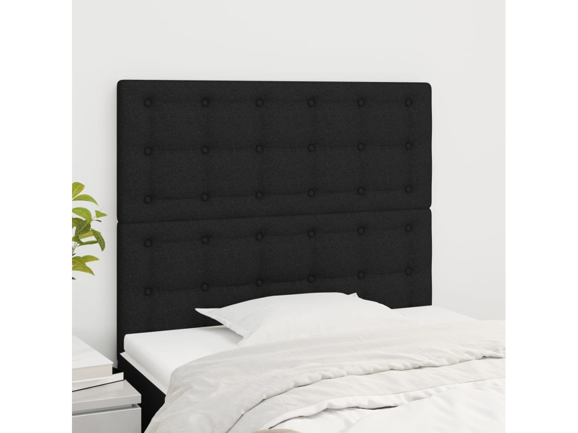 Cabeceros 2 unidades de tela negro 90x5x78/88 cm