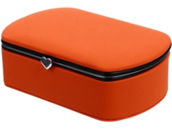 Joyero Mediano Sintética Naranja Espejo Estuche Compartimentado Práctico Ligero Collares Pendientes Maletín
