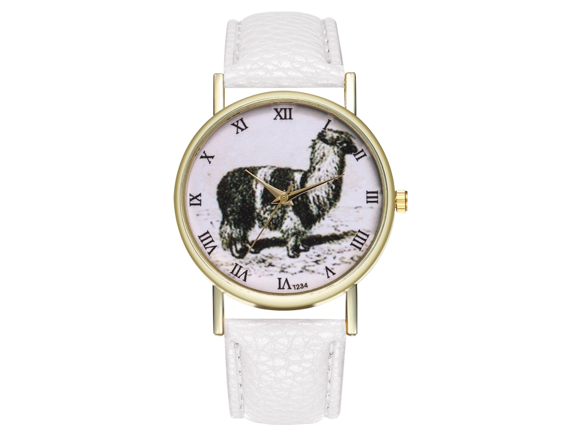 Reloj De Pulsera Unisex De Cuarzo Zhoulianfa, Piel Sintética, Diseño Animal, Blanco Casual.