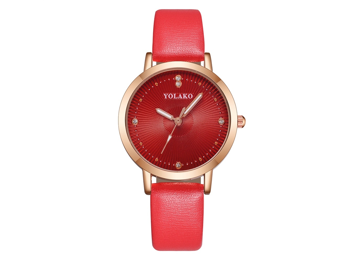 Elegante Reloj De Pulsera Analógico Informal Para Mujer Con Correa De Pu Roja.