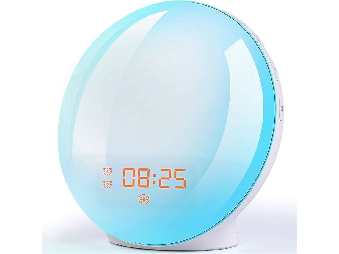 Despertador con luz de amanecer y atardecer: alarma dual con simulación de amanecer y atardecer (blanco)