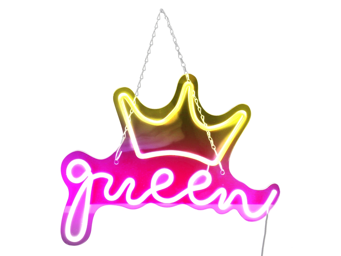 Letrero de neón LED brillante alimentado por USB, luz de pared decorativa de neón con corona de reina para CHABERLU