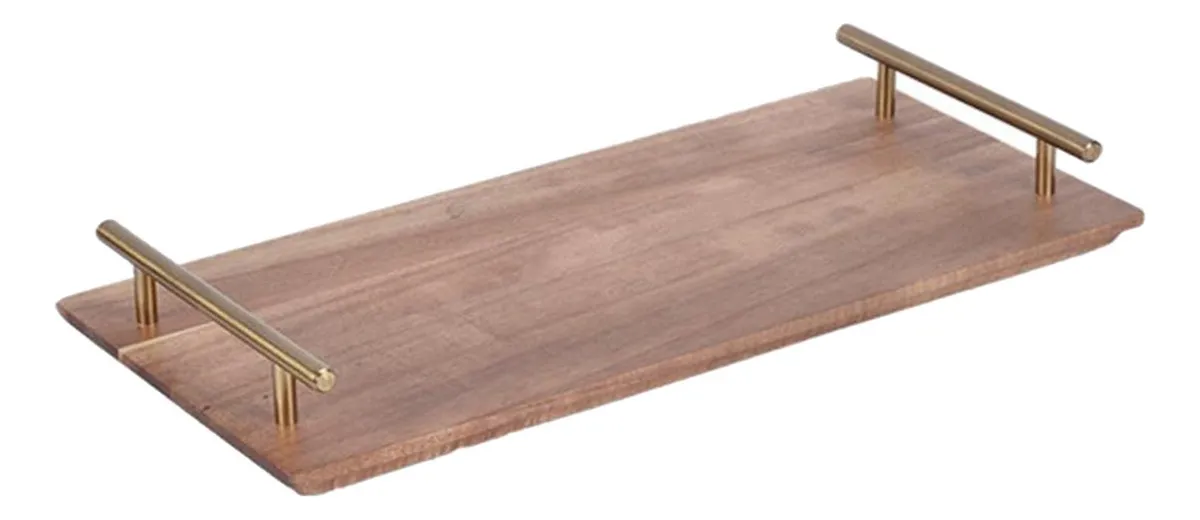 Bandeja de madera para aperitivos con asa, bandeja grande de mesa slowmoose