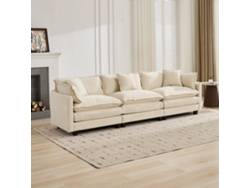 Sofá Cloud 3 Plazas Seccional Chenilla Transpirable Beige Sofá Moderno Defo5013bg
