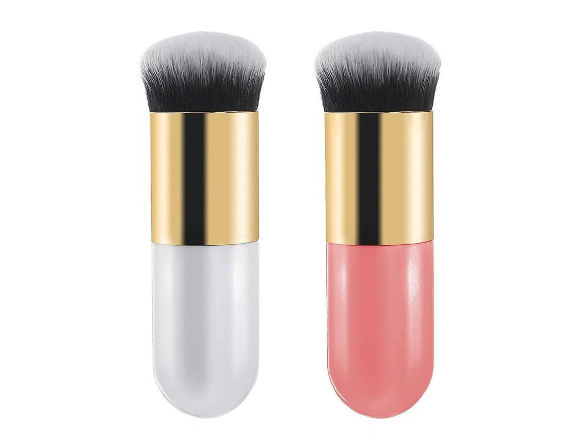2 Brochas Para Base De Maquillaje, Brochas De Maquillaje Gruesas, Ideales Para Difuminar Líquidos, Cremas O Polvos - Perfectas