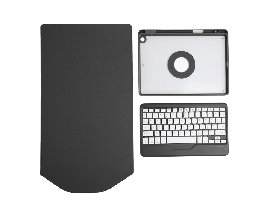 Case Protetor Com Teclado Bluetooth Sem Fio Para Tablet Ios Com Suporte A Caneta Preto