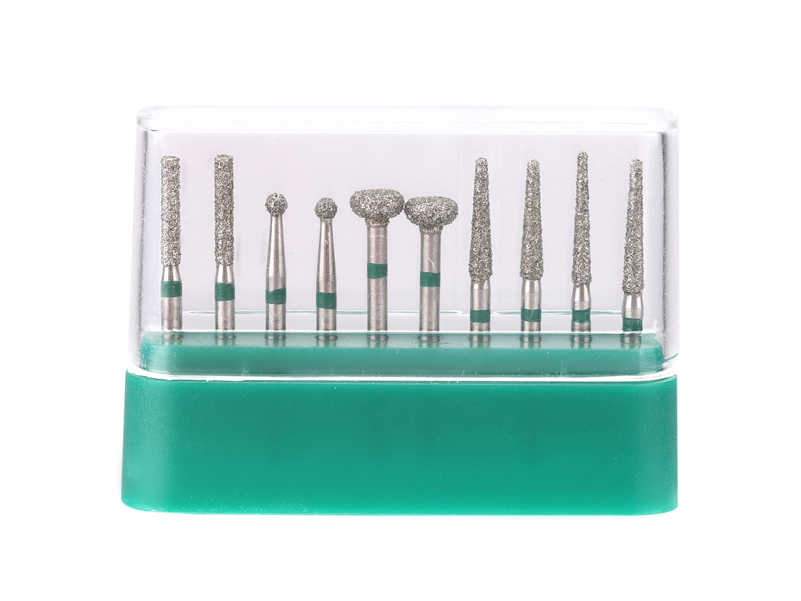 Juego De 10 Brocas Dentales De Diamante De Acero Inoxidable Con Mango Redondo De 1,6 Mm.