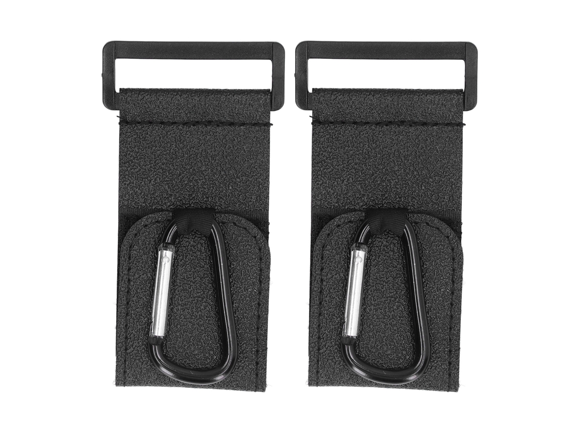 2 Ganchos De Cuero Negro Para Cochecito De Bebé, Para Uso Manos Libres, Multiusos, Soportan Hasta 5 Kg.