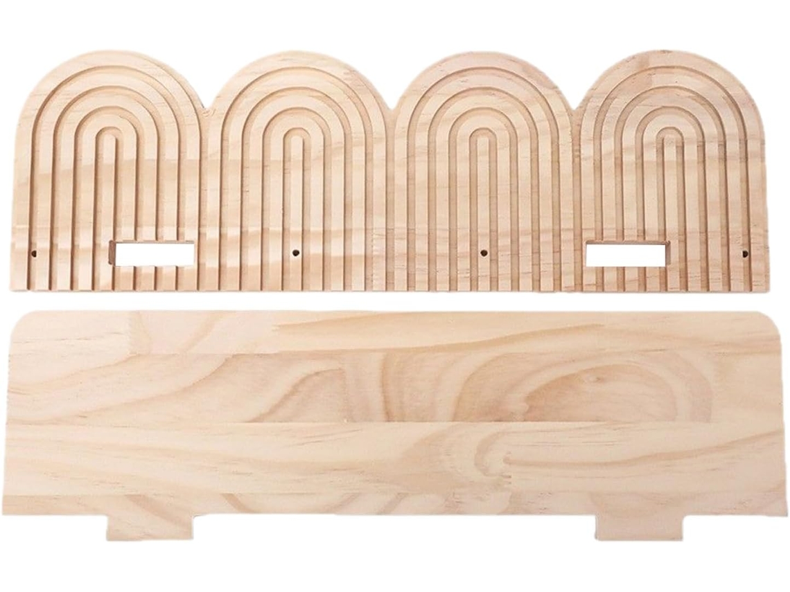 Estante de pared bohemio de madera, estante flotante decorativo para baño, estante colgante geométrico Slowmoose
