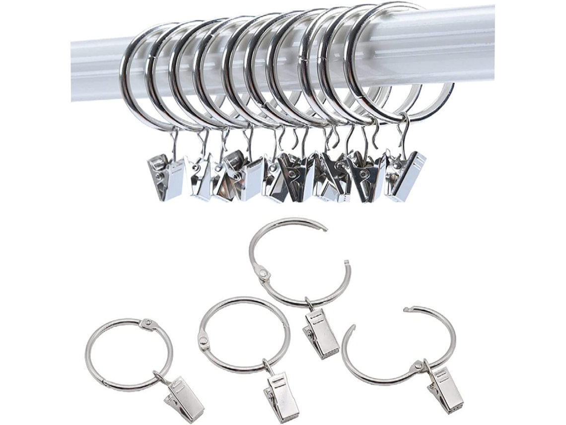 Anillas De Cortina Que Se Pueden Abrir Con Clips Para Colgar Cortinas, Paquete De 20 Silver 50 Mm