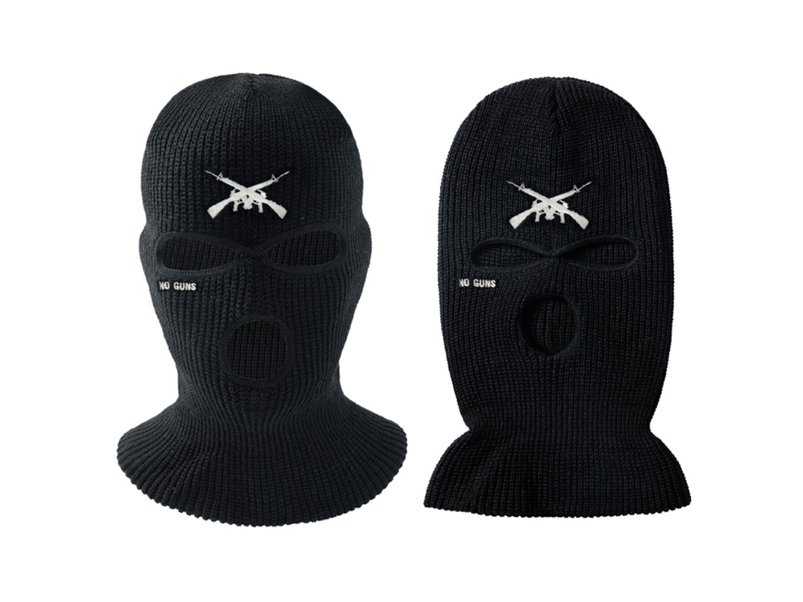 2026-gorro Tejido Con 3 Agujeros Cubreboca Bordado Letras Calientito Para Ciclismo Ski Running Exterior Negro