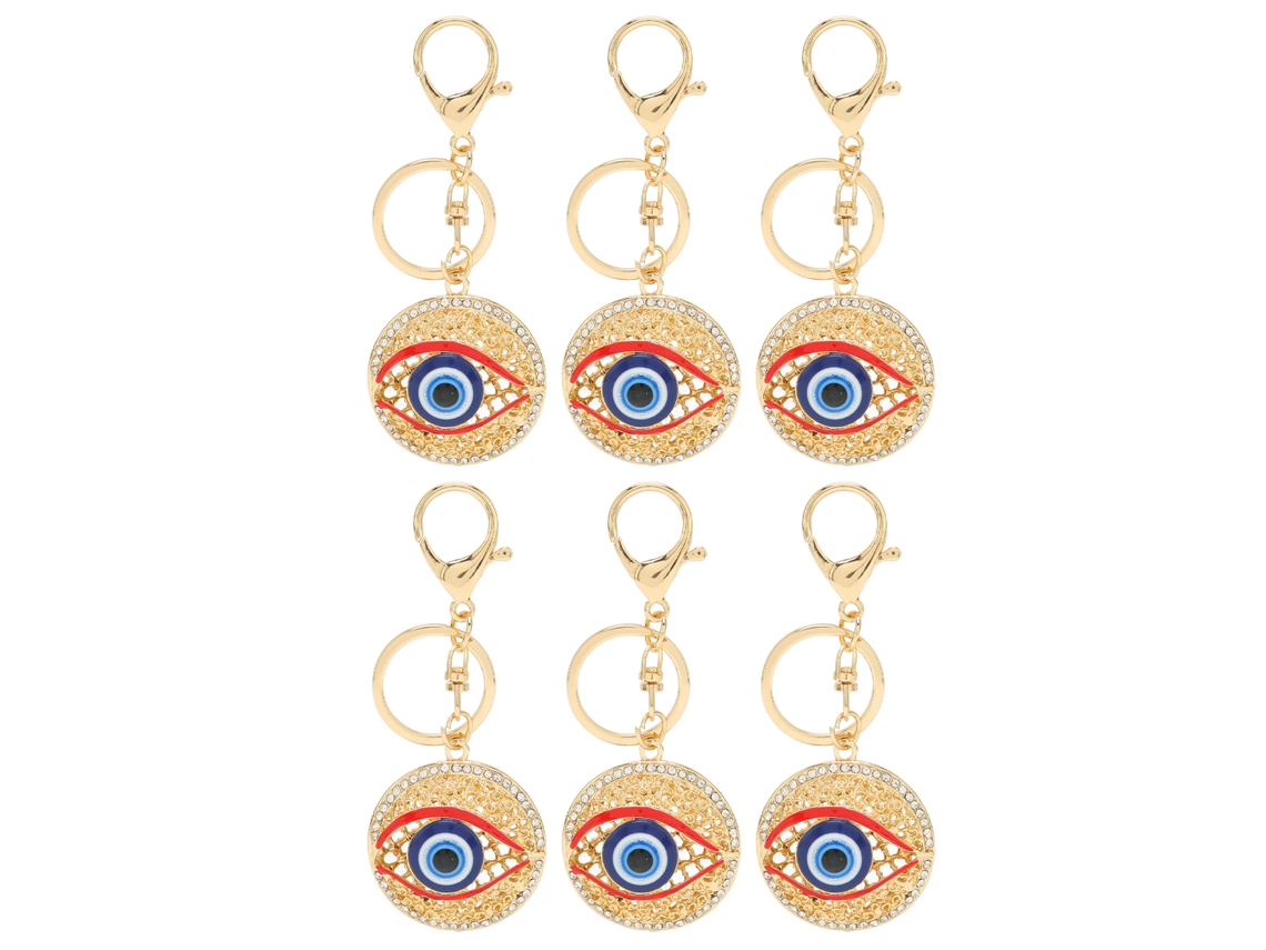 6 Llaveros De Metal Con Forma De Ojo 3d, Colgantes De Moda Para Mochilas Y Bolsos.