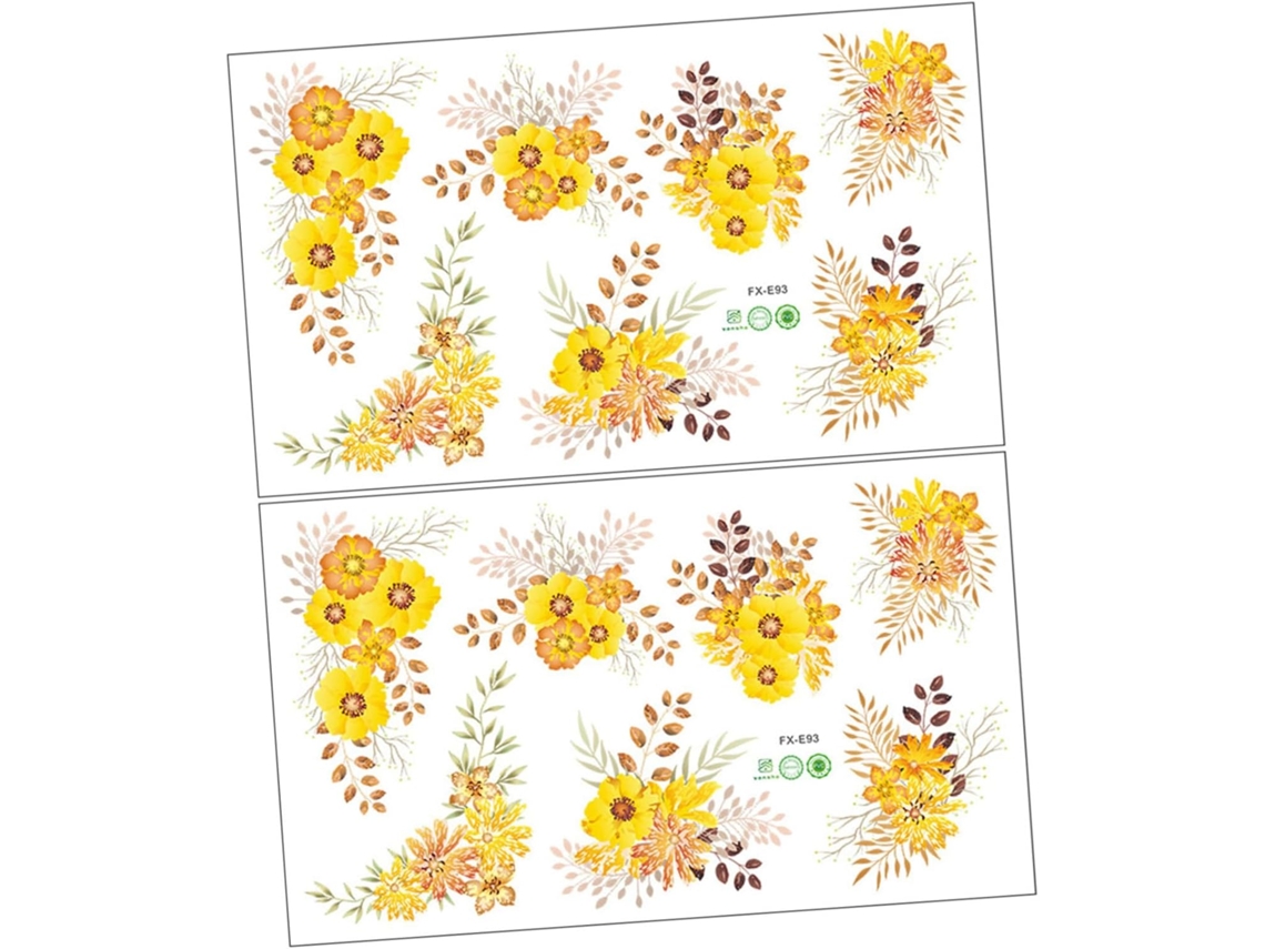 2 Pegatinas De Pared De Flores Amarillas Autoadhesivas De Pvc Sin