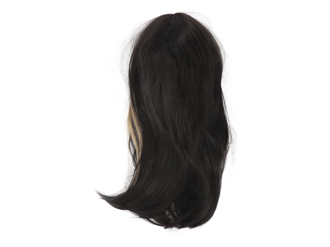 Peluca Sintética De Pelo Largo Recto Para Mujer Con Mechones Y Flequillo