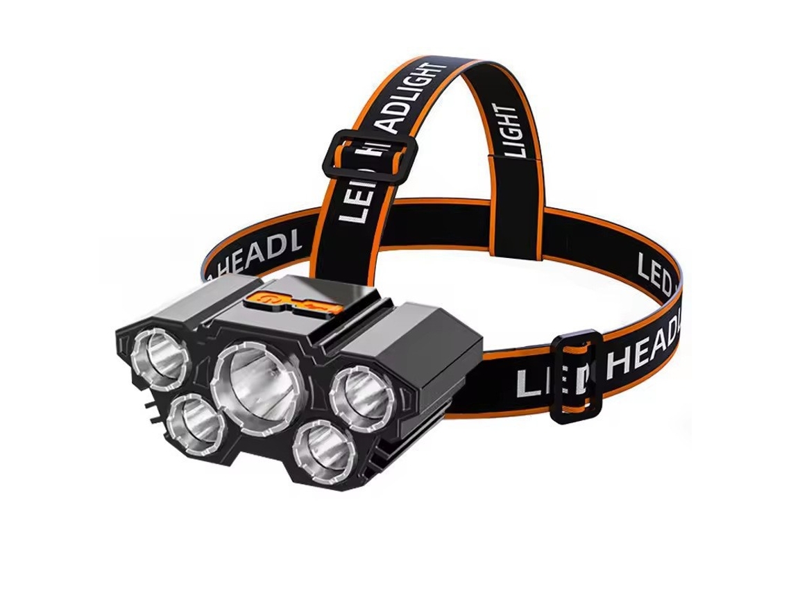 Faro Fuerte De 5 Leds Yuysan Con Carga Usb, Proyector De Largo Alcance, Linterna Ligera Montada En La Cabeza
