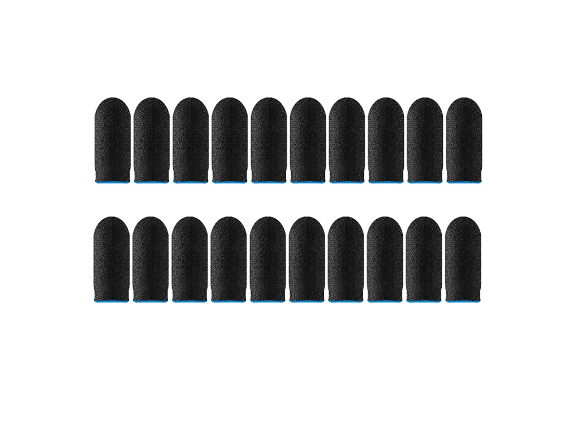 (Paquete de 20, Azul) Protectores de dedos resistentes al sudor y antideslizantes para pantallas táctiles, protectores de dedos transpirables para videojuegos.