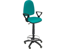 Silla de Escritorio Alta PIQUERAS Y CRESPO Ayna Verde Marino con ruedas de parqué (Brazos fijos - Tejido - Ruedas Parquet)