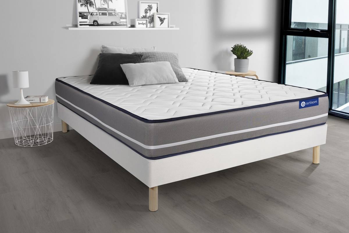 Conjunto de Somier Blanco + Colchón ACTISOM Actilatex Pur (150x200 cm - Látex)