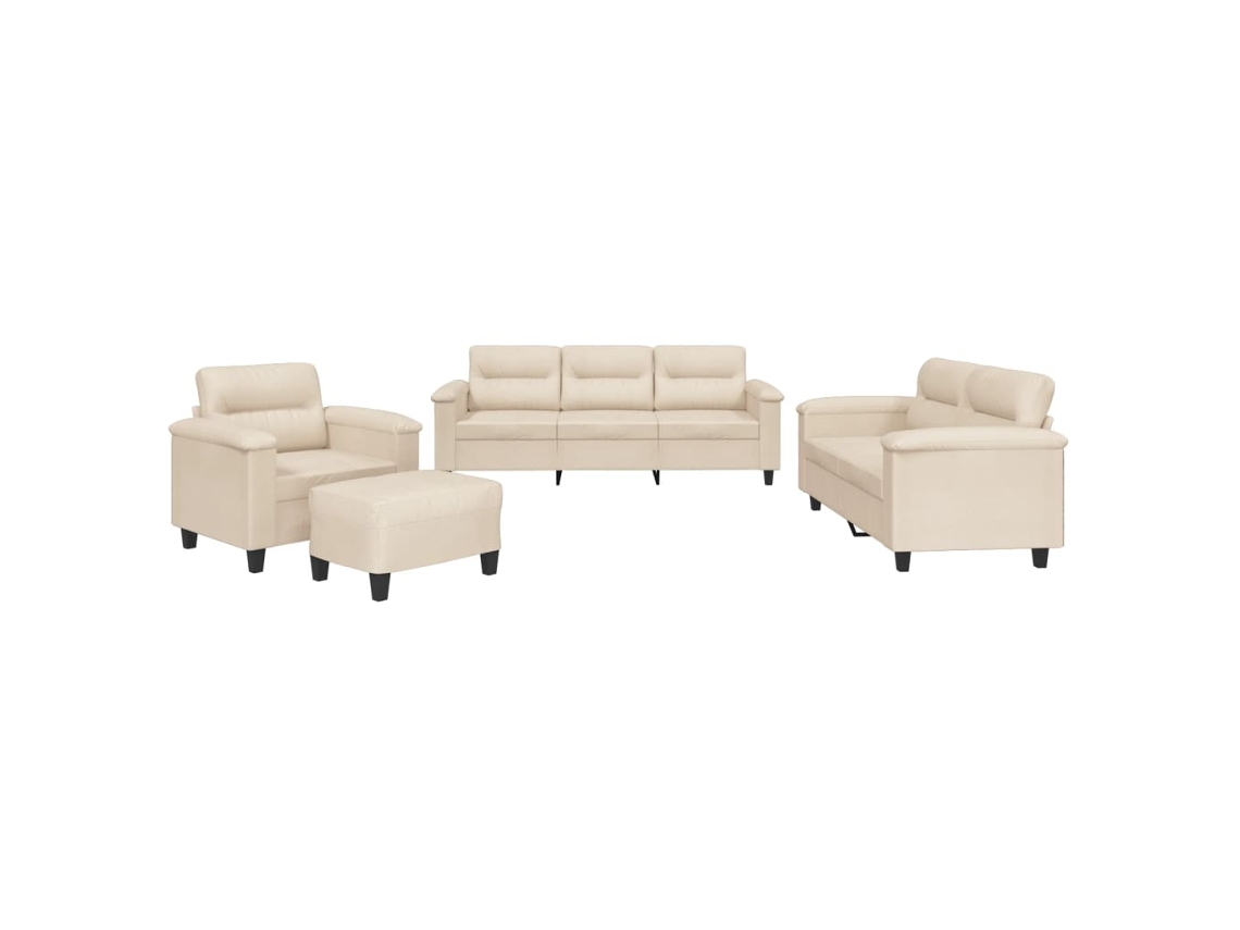 Conjunto 4 de sofás con cojines VIDAXL tela microfibra beige