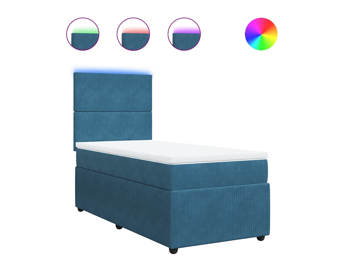 Maison Exclusive - Cama Box Spring Con Colchón Terciopelo Azul 100x200 Cm