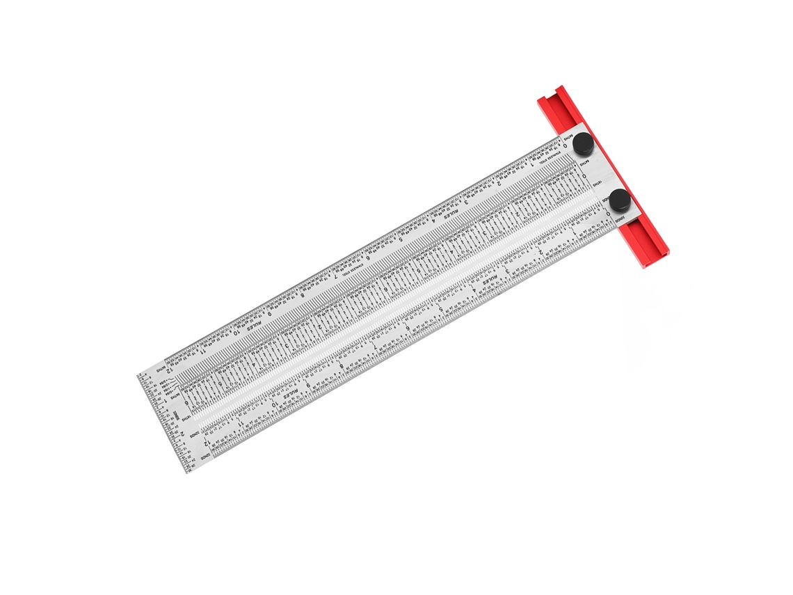 Escuadra en T de acero inoxidable con recubrimiento de polvo negro de 12 pulgadas para trabajos de carpintería.