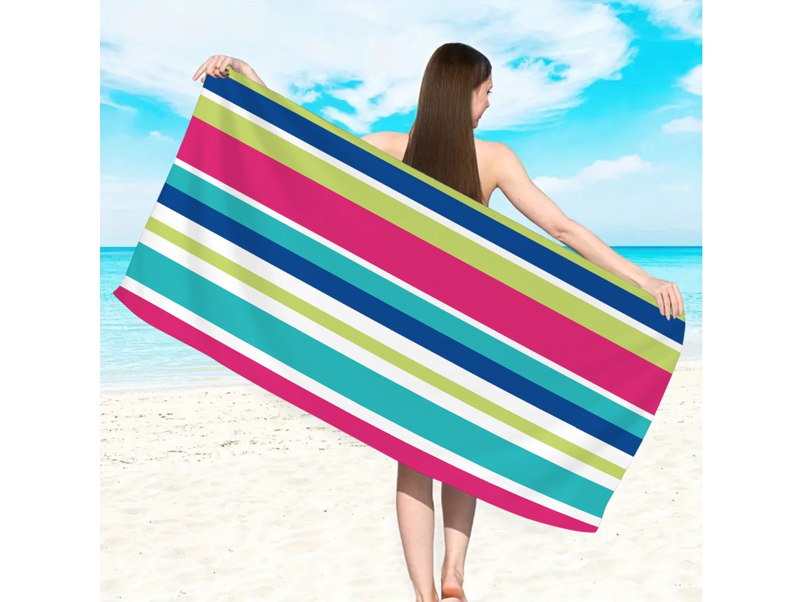 Toalla de playa de microfibra a rayas Yuysan, de alta absorción y secado rápido, 150 x 75 cm, modelo ST723, rojo y azul.