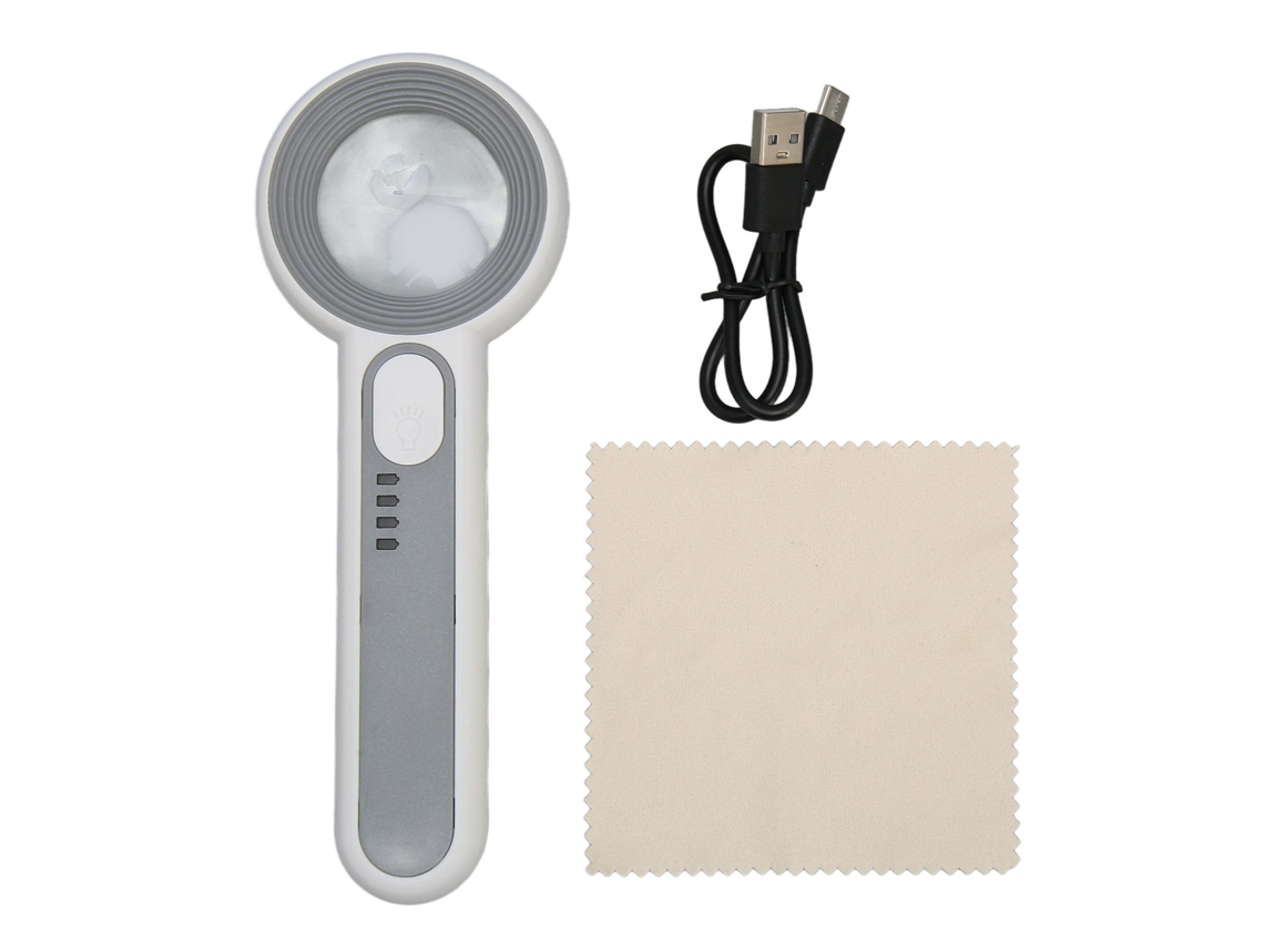 Lupa De Mano 11x Recargable Con Luz Led Y Botón Táctil De 3 Niveles Para Trabajos De Cerca Y Lectura De Libros.