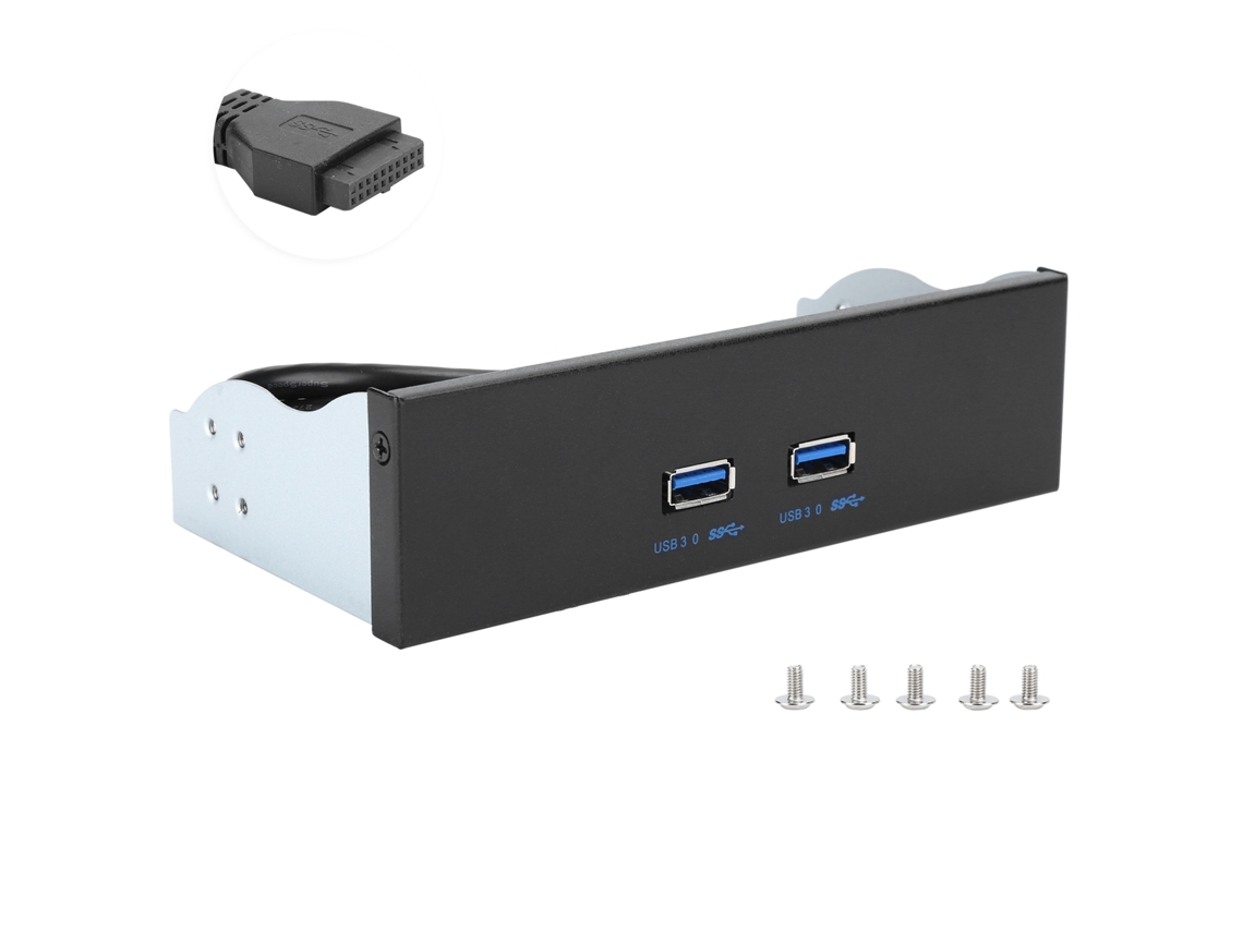 Adaptador De Cable Usb 3.0 Con 2 Puertos En El Panel Frontal (19 Pines/20 Pines) Para Una Conexión Rápida De 5 Gbps.