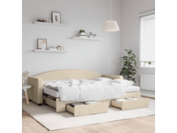Sofá Cama Nido Con Cajones Tela Color Crema 80x200 Cm