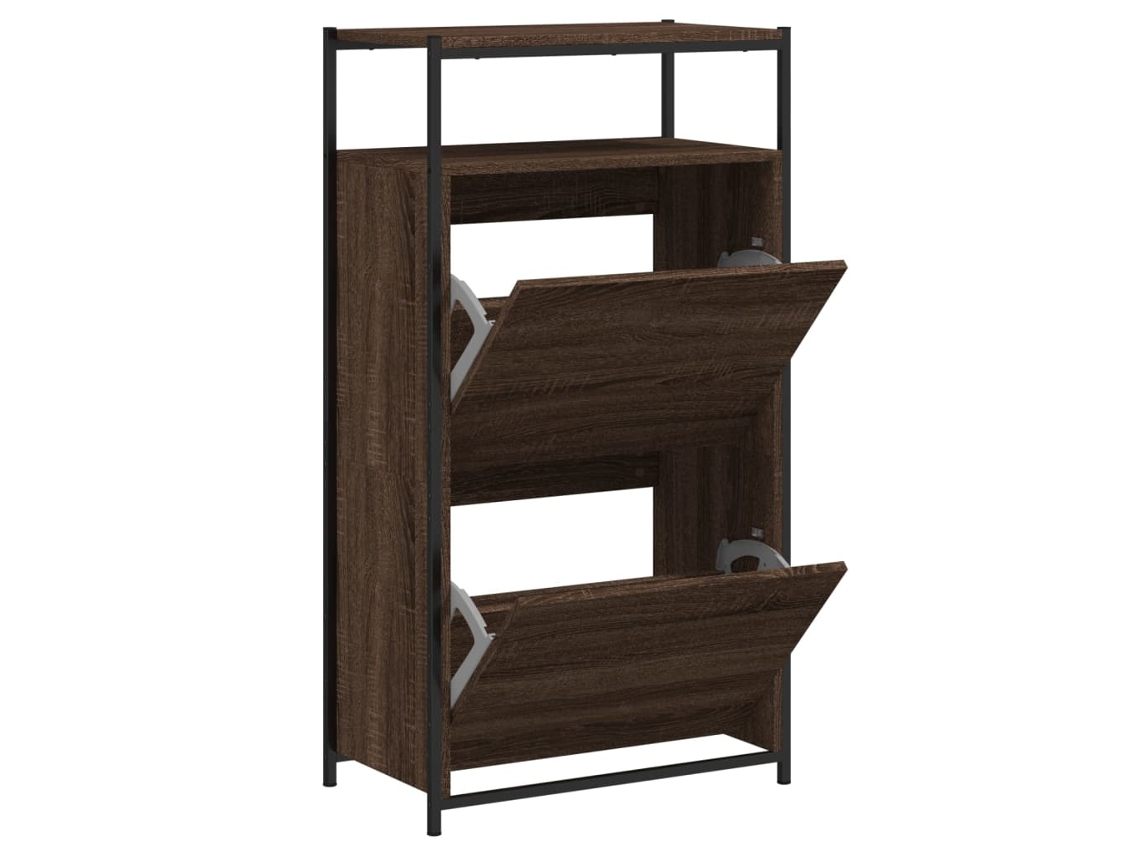 Zapatero de derivados de madera de roble, marrón, MAISON EXCLUSIVE, 60x34x112 cm