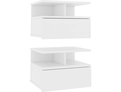 Conjunto 2 Mesita de noche flotante VIDAXL Blanco Madera contrachapada (40x31x27 cm)