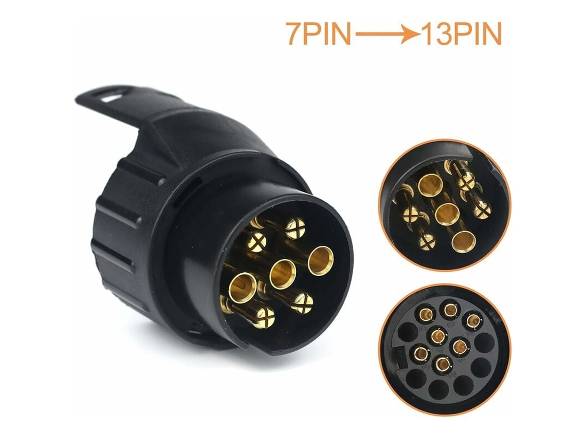 Adaptador de enchufe para remolque de 7 a 13 pines, conector de 7 polos a 13 pines para coche, tractor, caravana y portabicicletas.