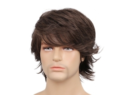 Peluca corta marrón de aspecto natural, cabello sintético resistente al calor para cosplay, Halloween, disfraces y uso prolongado.