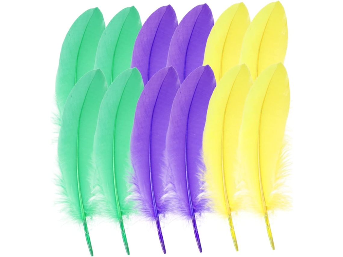 Plumaje De Colores Naturales Para Manualidades, Lote De 300 Piezas, Amarillo, Verde Oscuro.