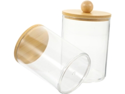 Organizador de acrílico transparente de 2 piezas para hisopos, cosméticos y accesorios. Gokoco
