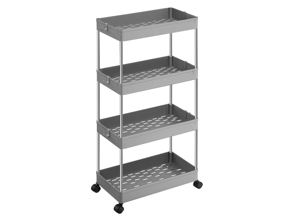 Gabinete gris con ruedas y 4 estantes Ksc010g01 Leobert