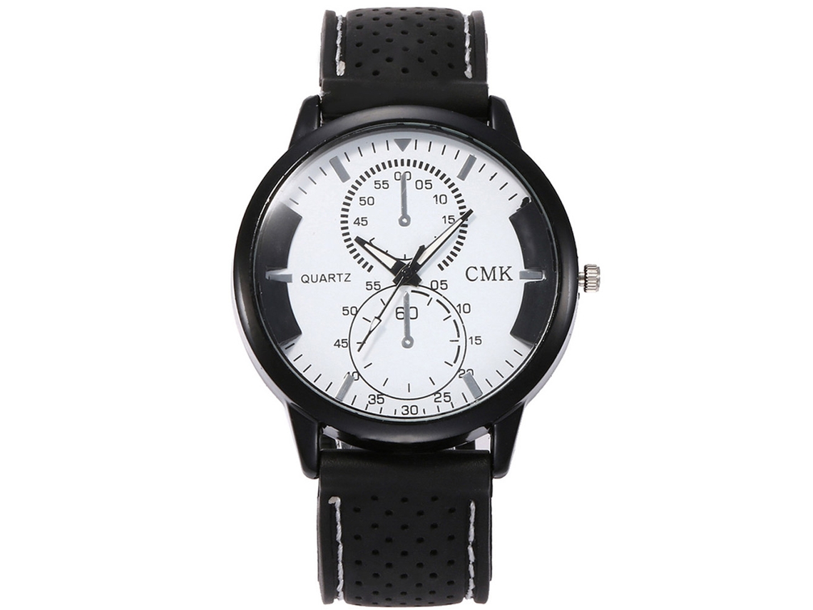 Reloj De Pulsera Deportivo Unisex Informal De Silicona Con Movimiento De Cuarzo Blanco