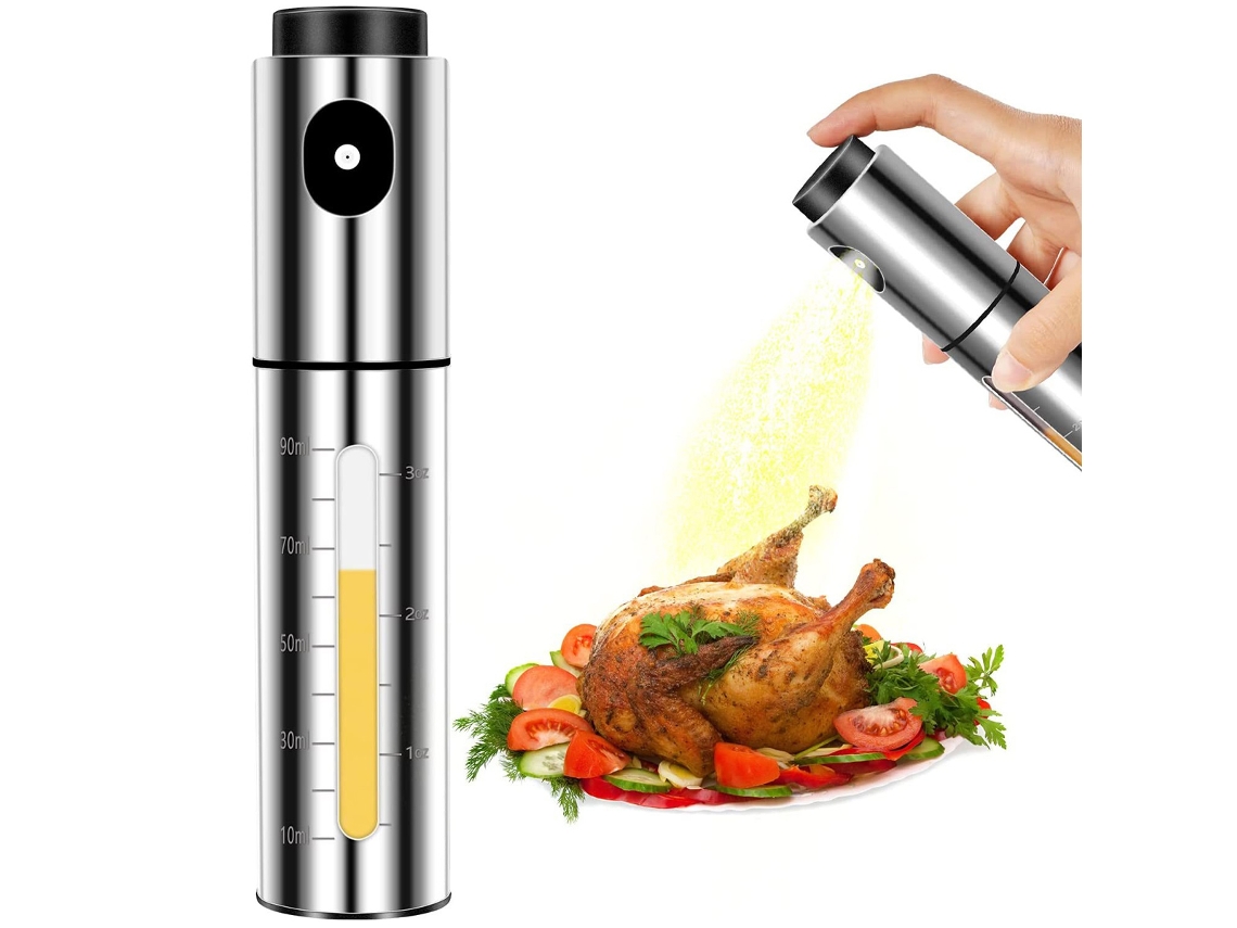KOFIHETY Spray Master: Rociador de aceite portátil de acero inoxidable, el compañero perfecto para una cocina saludable, ensaladas bajas en grasa, parrilladas 