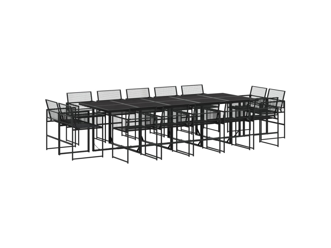 Conjunto 15 de comedor de jardín VIDAXL ratán sintético negro