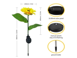 Rebe-2 Pack Lámparas De Jardín Solares Led Girasol Ip44 Para Exterior, Iluminación Paisajista Decorativa Para Senderos Y Patio