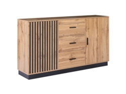 Aparador De Duas Portas Beliani Manaia De Mdf Castanho 160x38x91