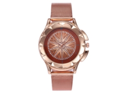 Reloj De Pulsera Sencillo De Aleación Para Mujer Vansvar Con Correa De Malla Y Movimiento De Cuarzo Marrón.