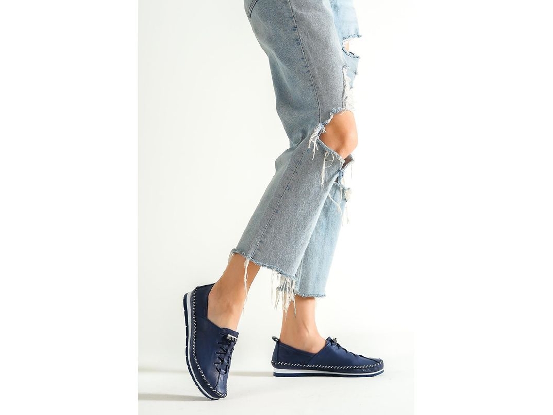 Zapatos Planos De Piel Auténtica Marrón Para Mujer, Ideales Para Un Look Casual.
