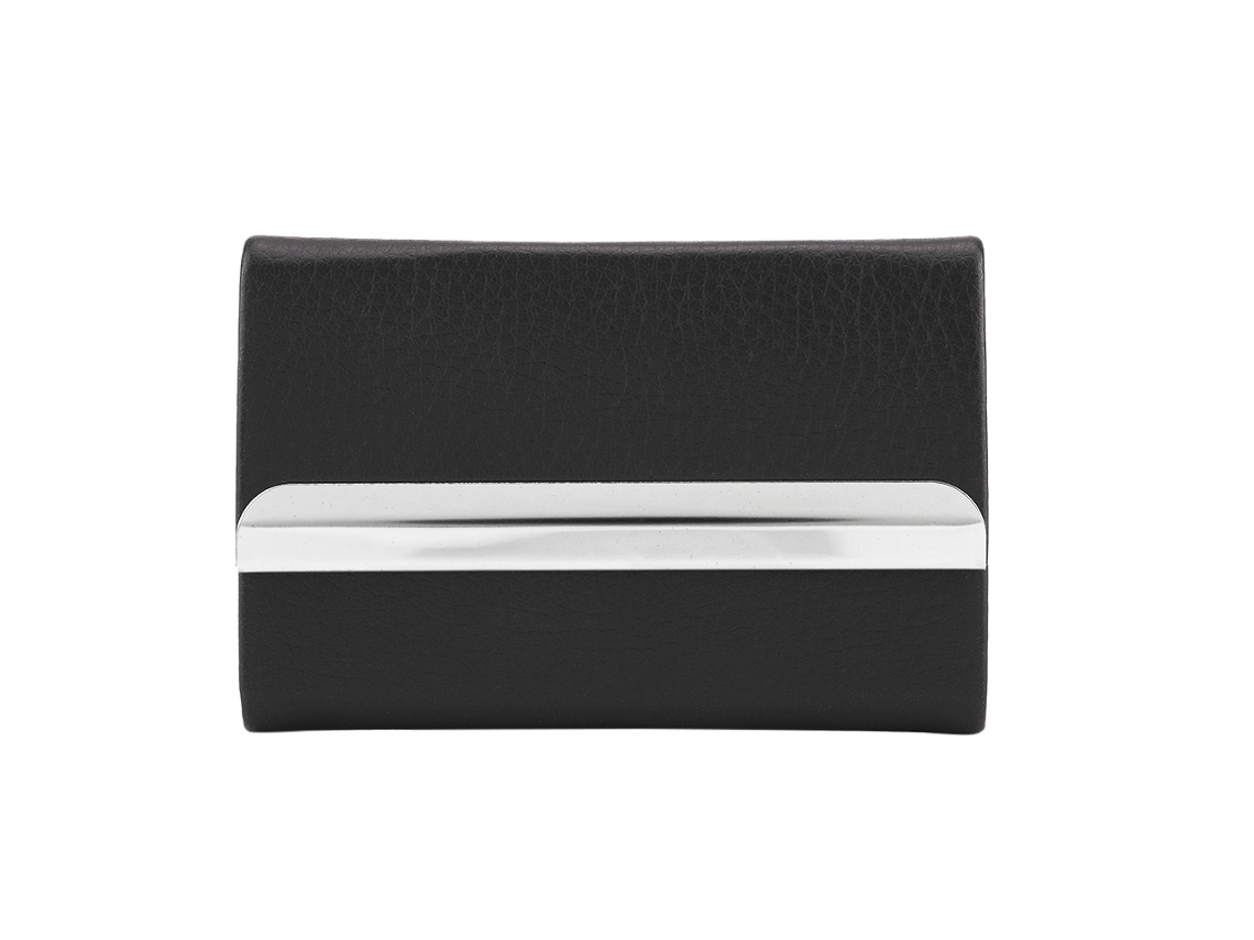 Estuche Para Cigarrillos De Piel Sintética De Moda Con Tarjetero, Accesorio De Almacenamiento, Color Negro.