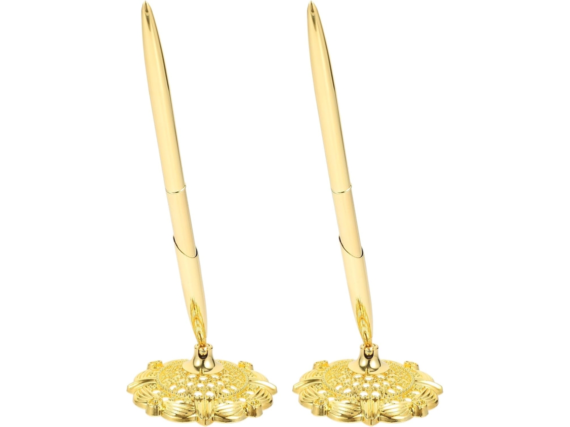 Caneta Profissional Dourada Para Assinatura, Conjunto De 2 Unidades, Design Vertical Escritório, Pegada